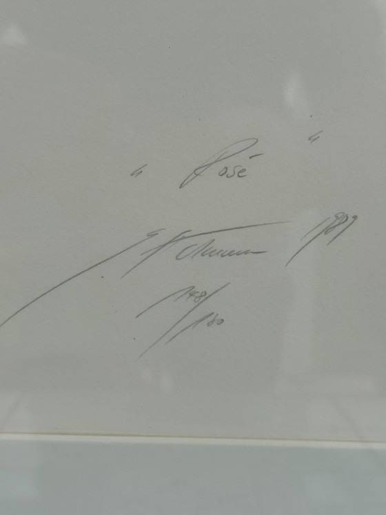 Image 1 of Lithographie originale en couleurs « Rose » – Susanne Hartmann (1991)