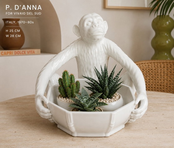 Image 1 of Signé P. D'Anna Monkey Cache-Pot pour Vivai del Sud, Italie années 1970