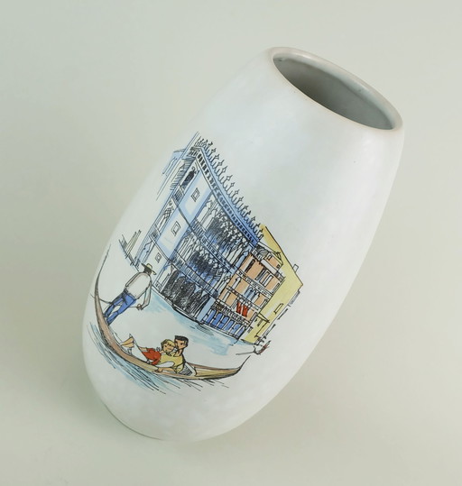 Vase Mid Century Jasba-Keramik Venise Gondolière Canale Grande Decor Modèle 101/22
