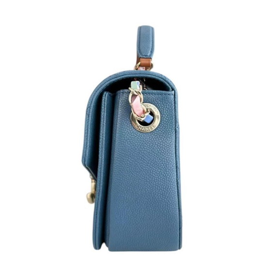 Image 1 of Chanel Coco Curve Cuba - Caviar Medium Quilted Dark Blue Gold Hardware Series 23