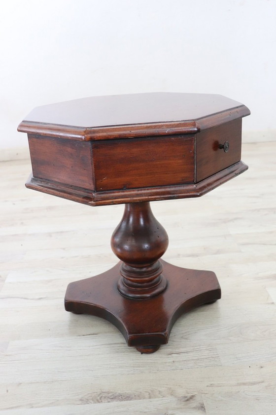 Image 1 of Low Octagonal Side Table in Walnut, 1980s