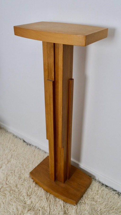 Art Deco Style Oak Side Table – plantentafel, Wood