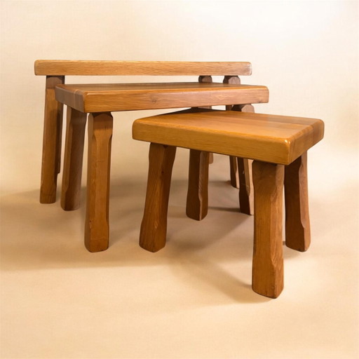 Nest tafels eikenhout, mid-century – bijzettafels, Wood