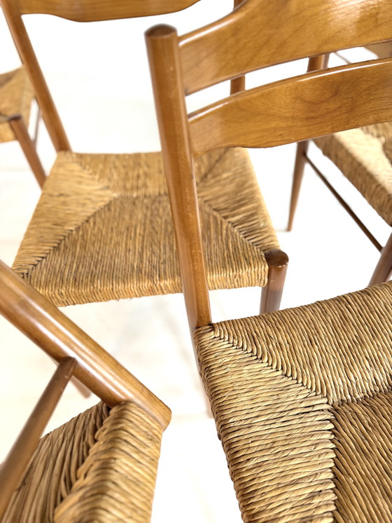 Image 1 of 6x vintage biezematten stoel ‘60