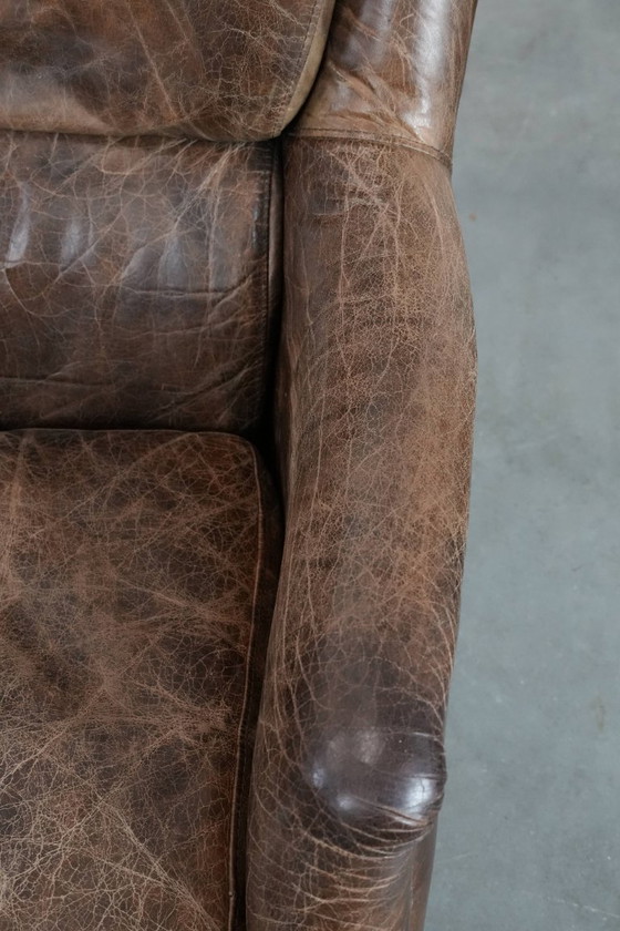 Image 1 of 2x Comfortabele Vintage Rundleren Fauteuil