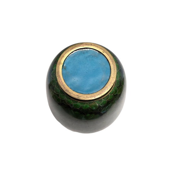Image 1 of Vintage green cloisonné vase