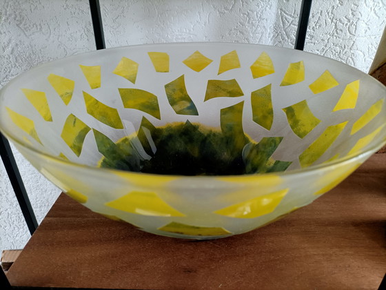 Image 1 of Magnifique bol en verre soufflé à la main Unique 30 cm
