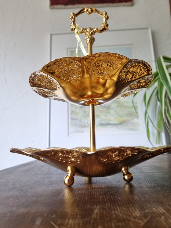 Vintage 24k Vergulde Etagère Nieuw met Originele Verpakking – BMF Rheingold West-Germany – Hollywood Regency (photo 13 of 15)