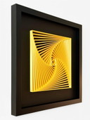 Decorazione murale a spirale gialla stampata in 3D – Opera d'arte geometrica incorniciata, scultura in PLA