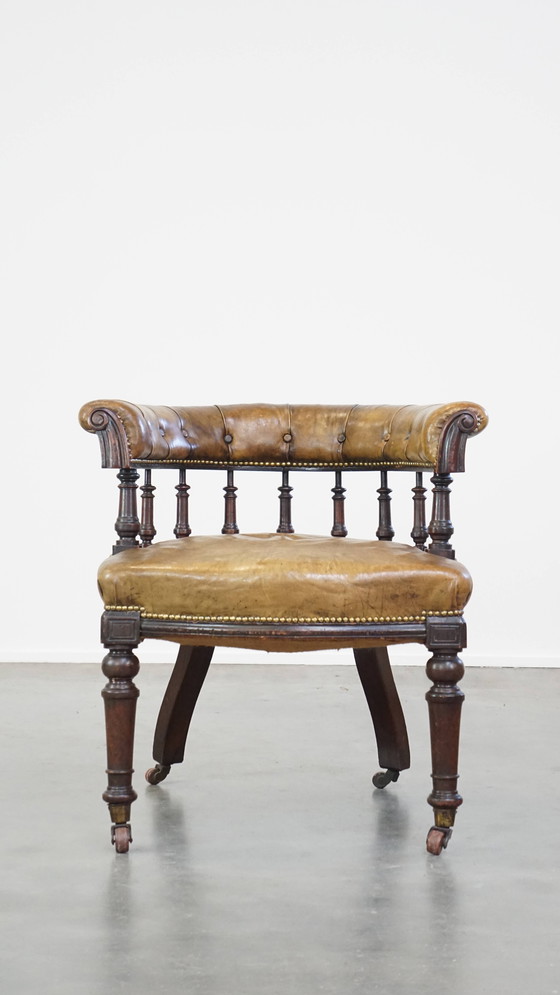 Image 1 of Rundleren Fauteuil/ Bureaustoel Gecombineerd Met Hout