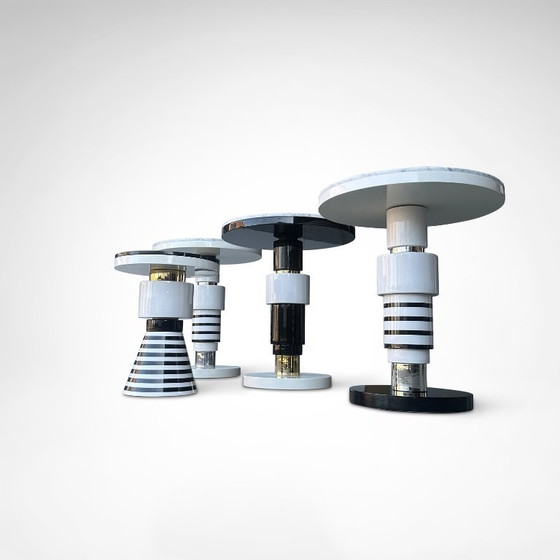 Image 1 of hand crafted side table of ceramic and marble in memphis style by Casalto 2020, set of 4