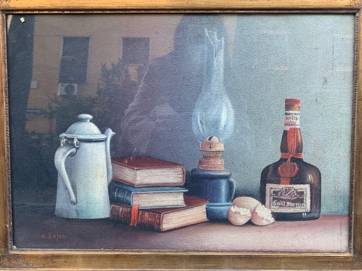 Pintura de bodegón de Attilio Gaioni de los años 50