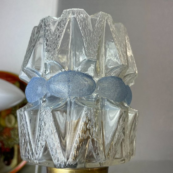 Mid Century Modern Three-Light Wood and Glass Modern Chandelier, 1960s (photo 7 of 15)