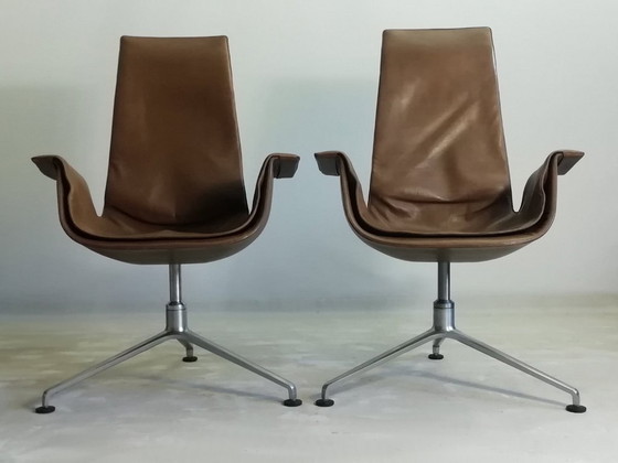 2x KILL FK67 designicoon 1967 Fabricius Kastholm leren stoel TULIP 3-potige KNOLL set van 2 (photo 3 of 20)