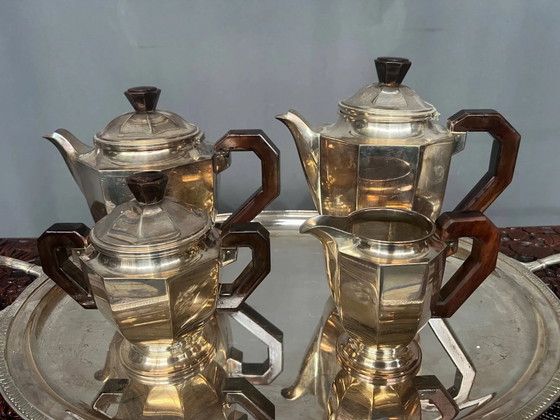 Juego de té y café Art Déco. Metal plateado y caoba. – Accesorios de cocina, Art Deco (photo 3 of 7)