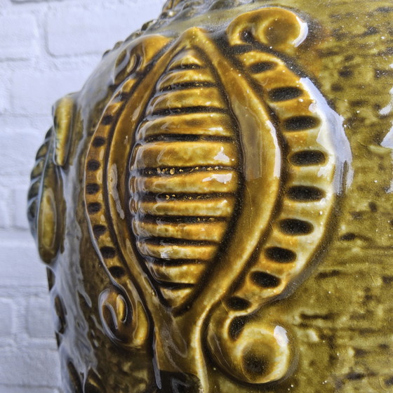 Image 1 of Vintage Ceramic XXL West Germany Vase (Bay) Mustard Colour / West Germany Vase Mustard Colour