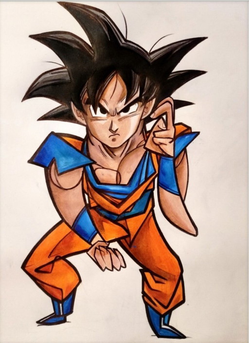 Framed artist's drawing - Nunzio MACCIONI - Goku meets Picasso