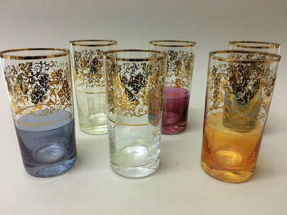 Image 1 of 6 bicchieri colorati / Borocrystal / Cecoslovacchia