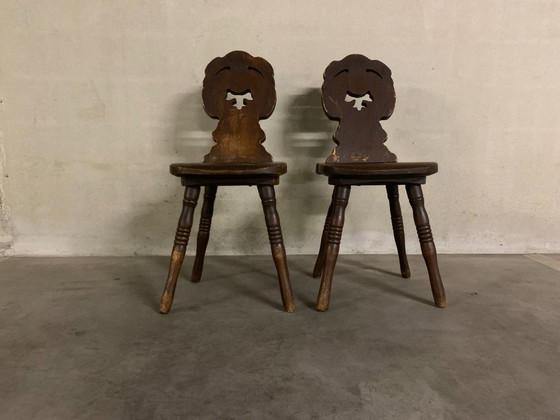 Rough Brutalist set of two chairs. – Dining chairs, Wood (photo 2 of 8)