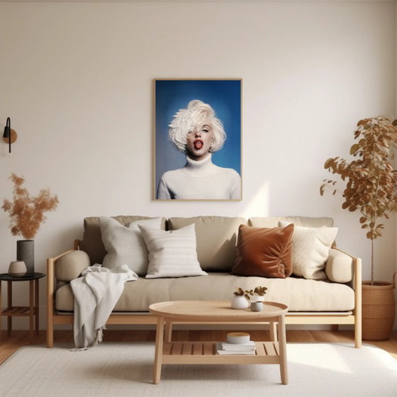 Marilyn Monroe Porträt Kunstdruck, Kunstdrucke, Papier, Blau, Modern (Foto 2 von 5)