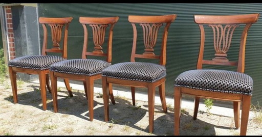 4 cherry wood harp model dining chairs
