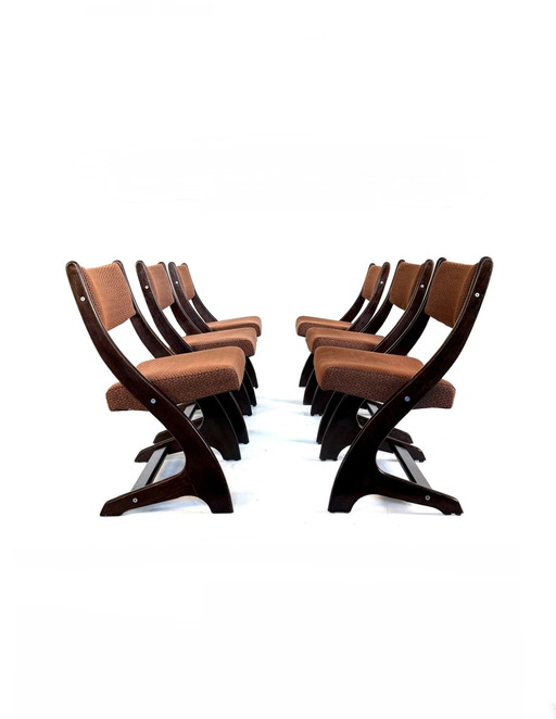 Set van 6 gerestaureerde Deense eetkamerstoelen ‘60