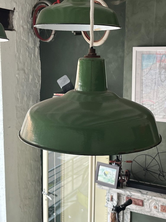 Image 1 of 4x French industrial factory ceiling lamps