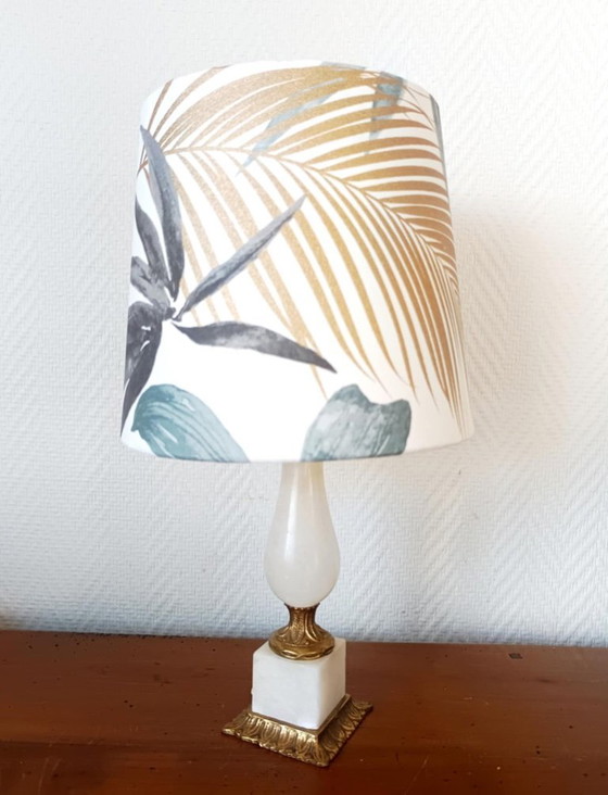 Image 1 of Lampe albâtre et bronze doré 