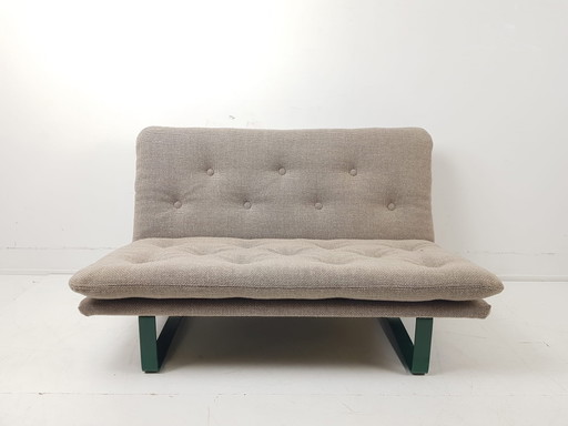 Vintage Artifort Bankje Kho Liang Le Beige Ploegstof Groen – 2 zitsbanken, Metal, Wool (photo 2 of 9)