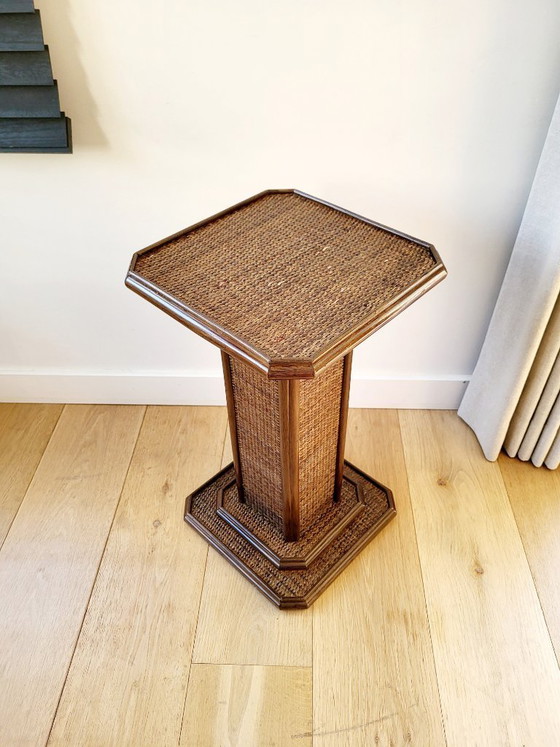 Image 1 of Rattan column or pedestal, vintage, 70s or 80s