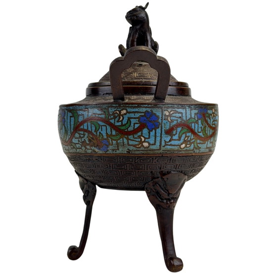 Antiguo quemador de incienso chino de trípode – Bronce y Cloisonné – Siglo XIX – Objetos decorativos, Bronze (photo 6 of 11)