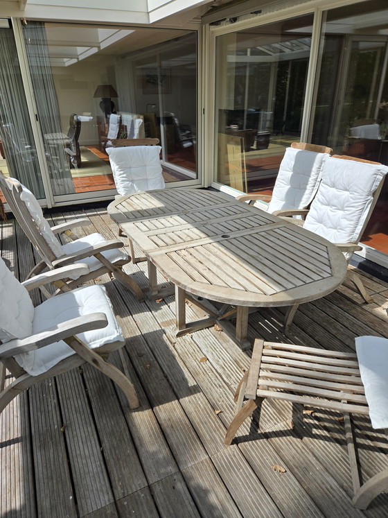 Image 1 of Set da giardino in teak con 6 sedie regolabili.