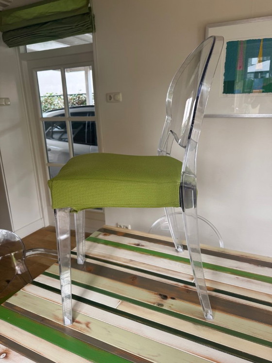 Image 1 of 9 x Scab Igloo transparent chairs 9 x with lime green cushion