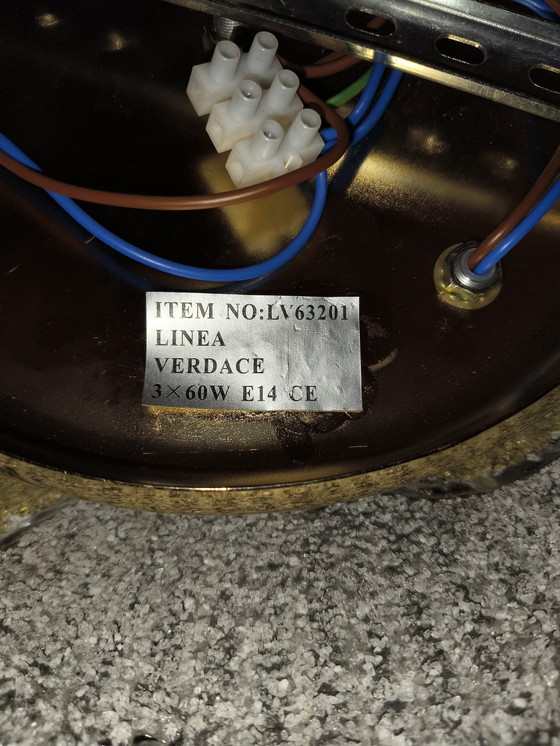 Image 1 of Vintage design modernist glazen bloemen Murano plafonnière toegeschreven aan Barovier et Toso