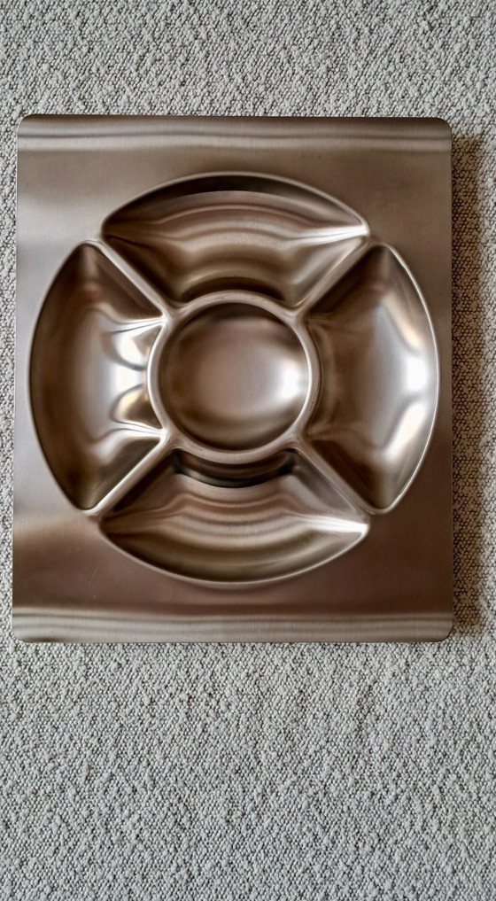 Image 1 of Vintage roestvrijstalen serveerschaal