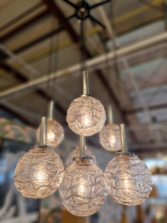 Image 1 of Lampadario vintage anni '70 cromato con 7 sfere di vetro