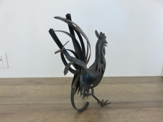 Image 1 of Scultura in metallo "Il Gallo" nello stile di Jean Touret e Michel Anasse, circa 1960.