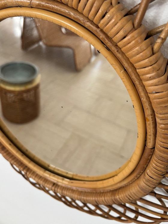 Bamboe en Rotan Spiegel, Italië, jaren '60 – Rieten, Mid Century Modern (photo 4 of 9)