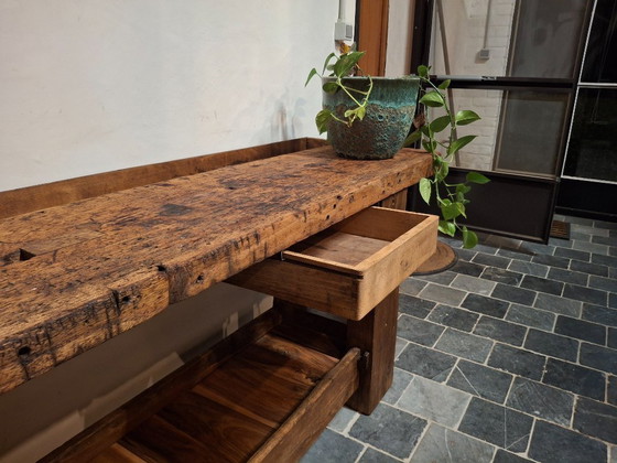 Image 1 of Large oak furniture maker's workbench