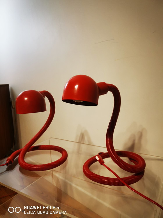 Image 1 of Lampe serpent d'Isao Hosoe | Valenti - Lampe de table - Hebi | Lampe serpent vintage 