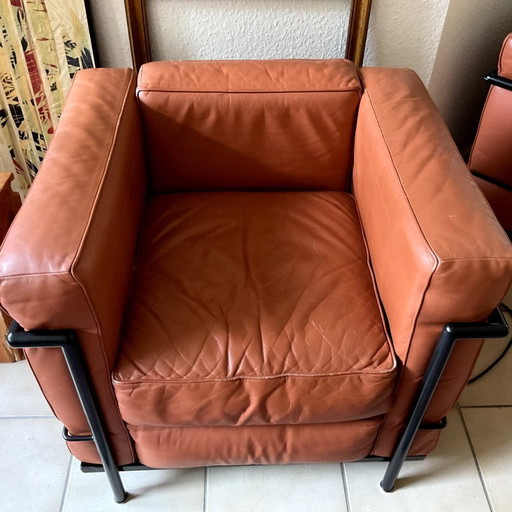 Cassina Le Corbusier LC 2 fauteuil en cuir , une place marron