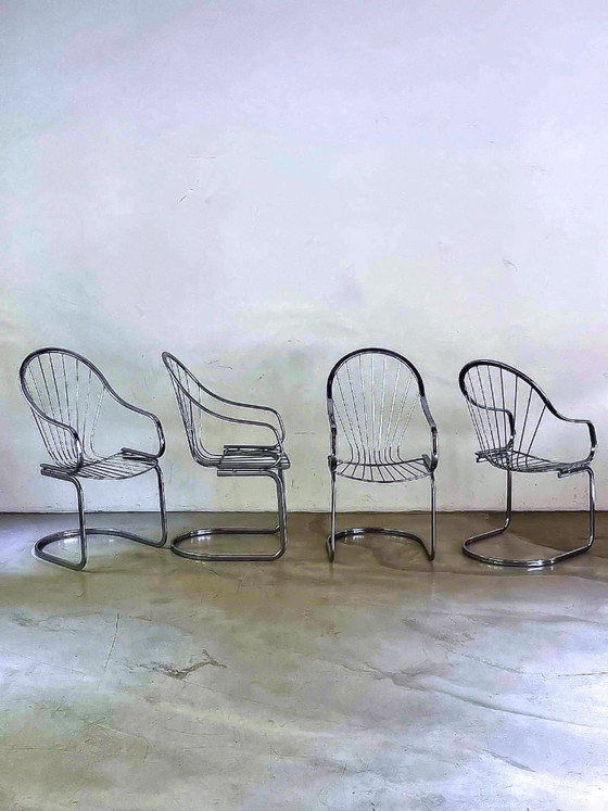 Image 1 of 4 cantilever chrome chairs by Rinaldi for Rima, chrome chairs from the 1970s