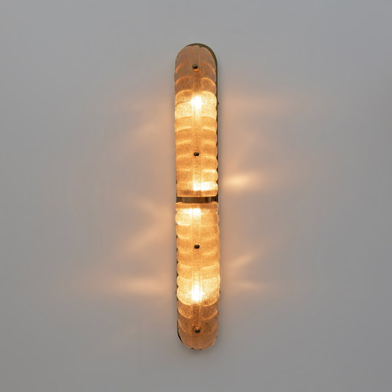 Image 1 of Coppia di applique in vetro di Murano dorato e ottone in stile Art Déco