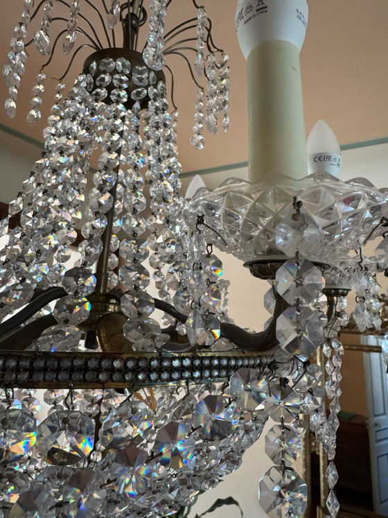 1960s Hot Air Balloon Crystal Chandelier – Brass (photo 9 of 15)