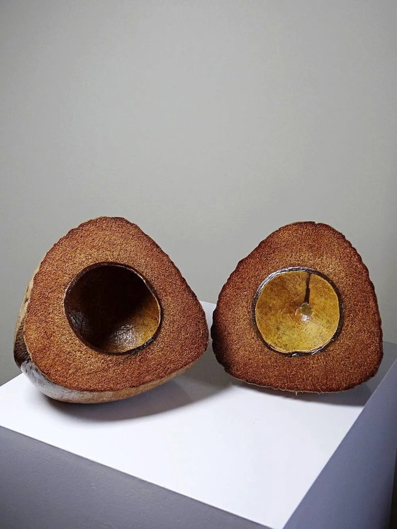Scatola curiosa vintage anni '50-'60, secchiello per ghiaccio in cocco naturalizzato., Accessori da tavola (foto 11 di 14)