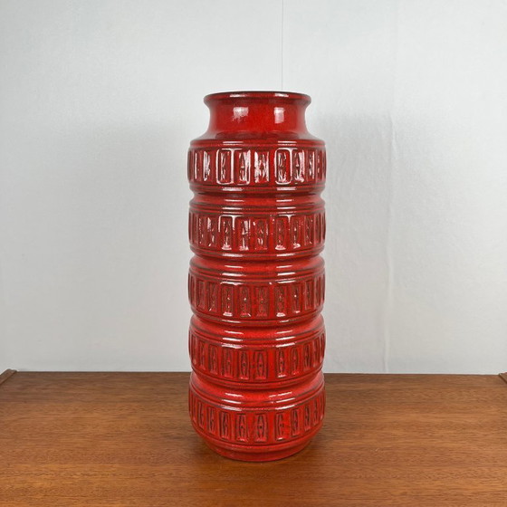 Image 1 of Gran jarrón de cerámica esmaltada roja de Alemania Occidental