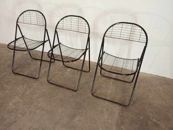 3 X Vintage Niels Gammelgaard Voor IKEA Aland Klapstoelen – Metal (photo 4 of 15)