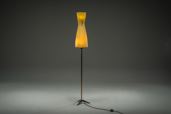 Image 1 of Lampadaire vintage en filigrane avec abat-jour en fibre de verre, Allemagne, années 1950