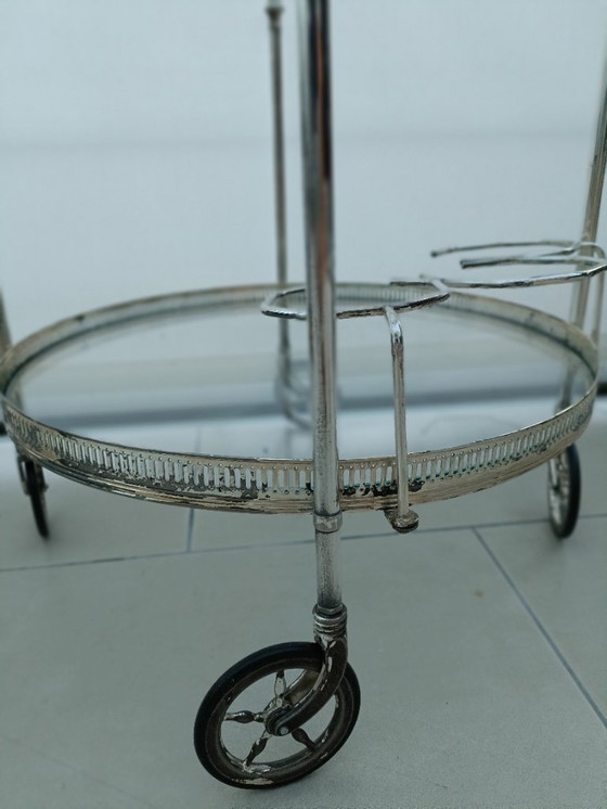 Image 1 of Tavolino da tè vintage, carrello antico placcato in argento, carrello per bevande, mobili di servizio