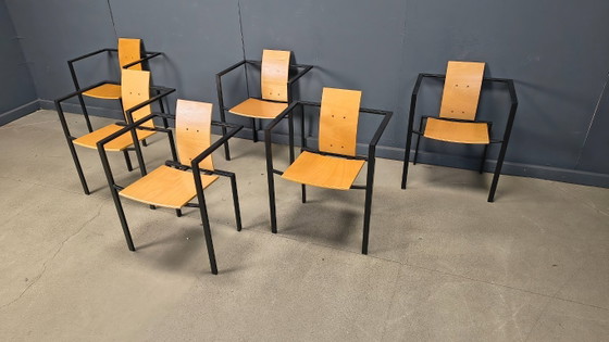 Image 1 of Postmoderne eetkamerstoelen van Karl Friedrich Förster voor KFF, jaren 80, set van 6